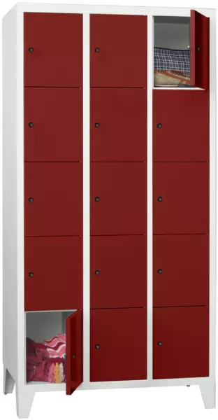 armoire multicases,HxlxP 1850x 930x500mm,3x5compartiments, RAL7035,façade RAL3000