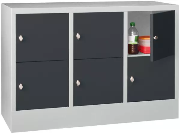 Schließfachschrank,HxBxT 855x 1230x500mm,3x2 Fächer,RAL7035, Front RAL7016