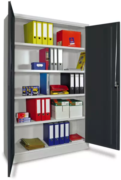 Großraum-Flügeltürenschrank, HxBxT 1950x1500x600mm,RAL7035, Front RAL7016