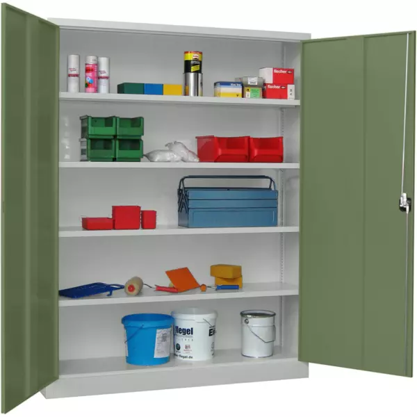 Großraum-Flügeltürenschrank, HxBxT 1950x1500x400mm,RAL7035, Front RAL6011