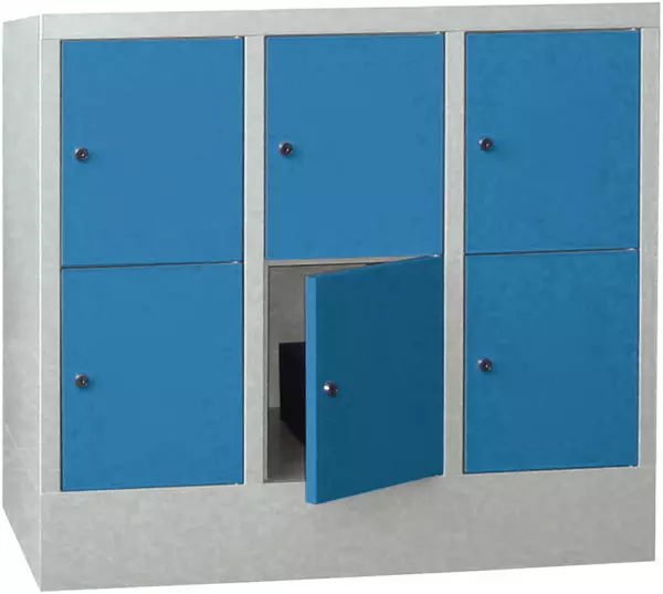 Schließfachschrank,HxBxT 855x 930x500mm,3x2 Fächer,RAL7035, Front RAL5012