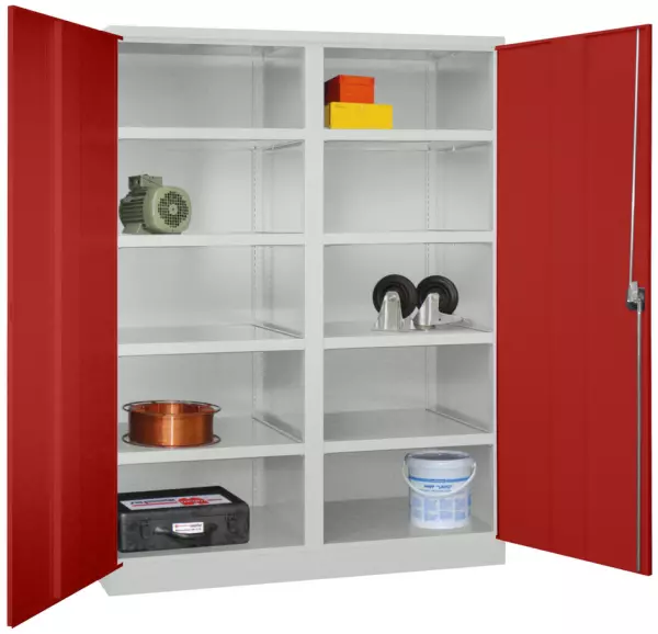 Schwerlast-Flügeltürenschrank, HxBxT 1950x1470x630mm,RAL7035, Front RAL3000