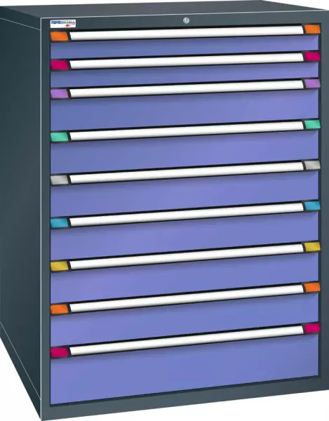 Armoire à tiroirs,HxlxP 1400x 1005x695mm,9tiroir(s),RAL7016, façade NCS-4040