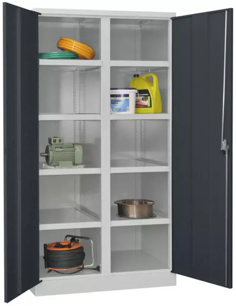 Schwerlast-Flügeltürenschrank, HxBxT 1950x1040x630mm,RAL7035, Front RAL7016