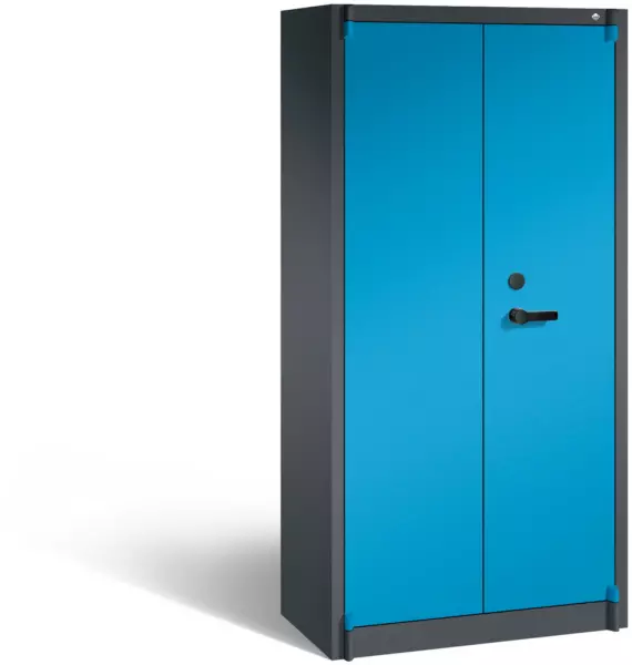 Armoire antifeu,HxlxP 1950x 930x500mm,4tablettes,corps RAL7021,façade RAL5012
