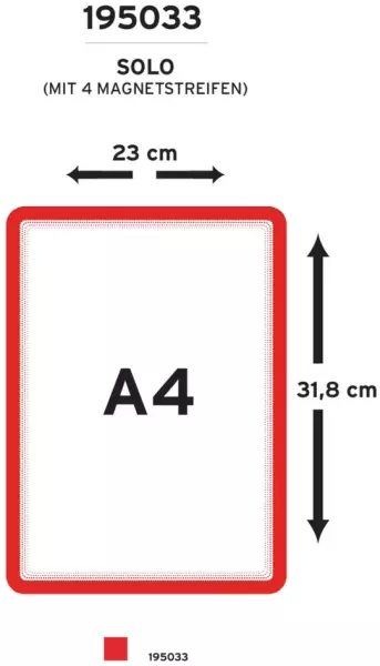 Inforahmen,f. DIN A4,rot,Rüc- ken magnetisch