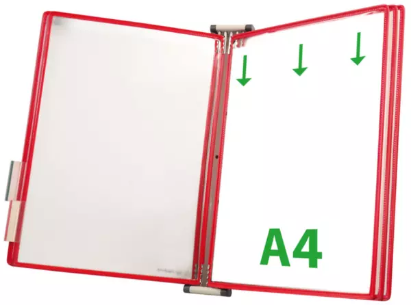 Wand-Sichttafelsystem,DIN A4, hoch,5 Tafeln,rot