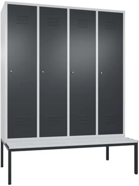 armoire vestiaire avec banc, HxlxP 2090x1590x815mm,corps RAL7035,façade RAL7021