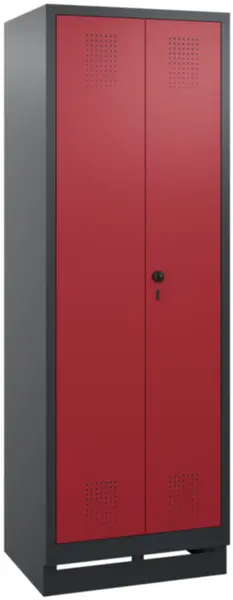 armoire vestiaires,HxlxP 1800x 610x500mm,2compart.,corps RAL7021,façade RAL3003