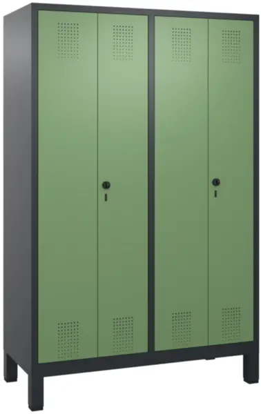 armoire vestiaires,HxlxP 1850x 1190x500mm,4compart.,corps RAL7021,façade RAL6011