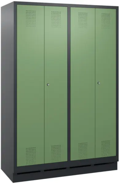 armoire vestiaires,HxlxP 1800x 1190x500mm,4compart.,corps RAL7021,façade RAL6011