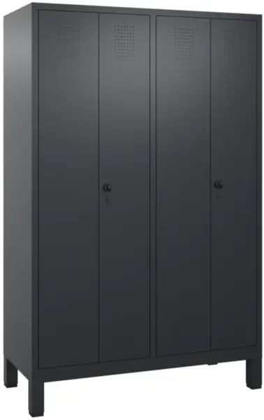 armoire vestiaires,HxlxP 1850x 1190x500mm,4compart.,corps RAL7021,façade RAL7021