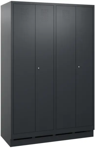 armoire vestiaires,HxlxP 1800x 1190x500mm,4compart.,corps RAL7021,façade RAL7021