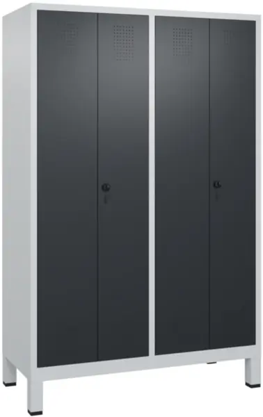 armoire vestiaires,HxlxP 1850x 1190x500mm,4compart.,corps RAL7035,façade RAL7021