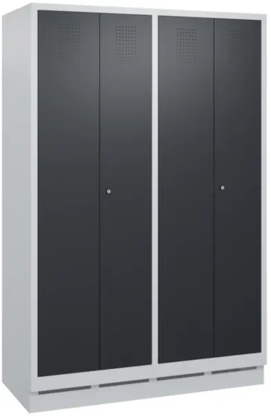 armoire vestiaires,HxlxP 1800x 1190x500mm,4compart.,corps RAL7035,façade RAL7021