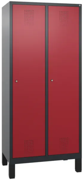 armoire vestiaires,HxlxP 1850x 810x500mm,2compart.,corps RAL7021,façade RAL3003