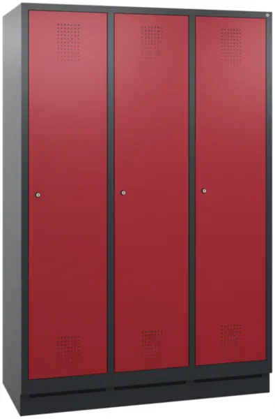 armoire vestiaires,HxlxP 1800x 1190x500mm,3compart.,corps RAL7021,façade RAL3003