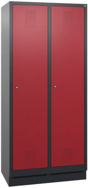armoire vestiaires,HxlxP 1800x 810x500mm,2compart.,corps RAL7021,façade RAL3003