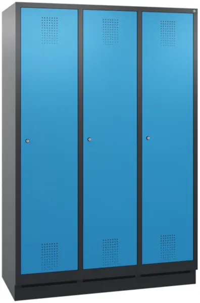 armoire vestiaires,HxlxP 1800x 1190x500mm,3compart.,corps RAL7021,façade RAL5012