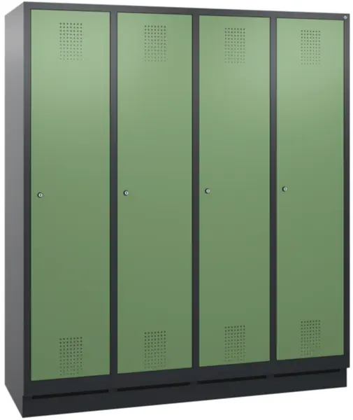 armoire vestiaires,HxlxP 1800x 1590x500mm,4compart.,corps RAL7021,façade RAL6011