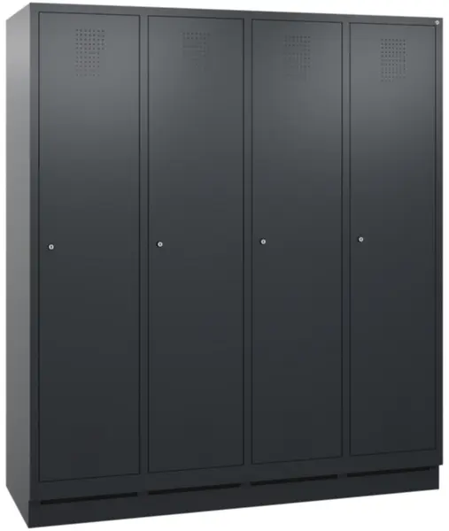 armoire vestiaires,HxlxP 1800x 1590x500mm,4compart.,corps RAL7021,façade RAL7021
