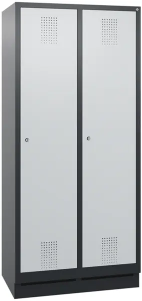 armoire vestiaires,HxlxP 1800x 810x500mm,2compart.,corps RAL7021,façade RAL7035