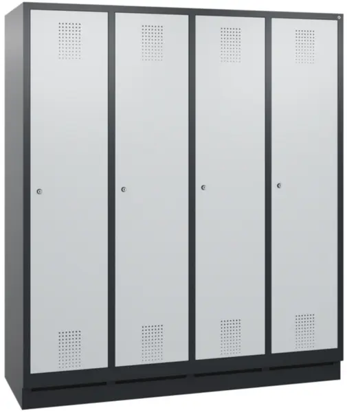 armoire vestiaires,HxlxP 1800x 1590x500mm,4compart.,corps RAL7021,façade RAL7035
