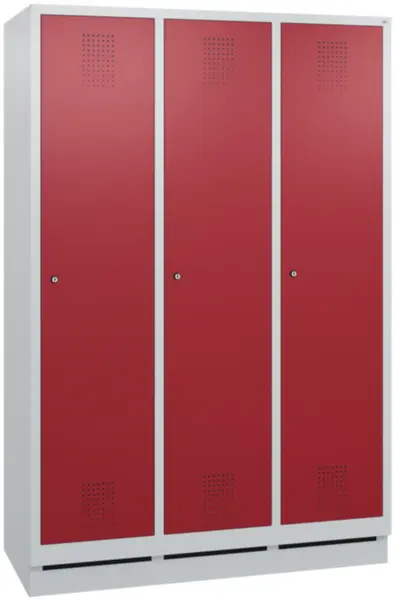 armoire vestiaires,HxlxP 1800x 1190x500mm,3compart.,corps RAL7035,façade RAL3003