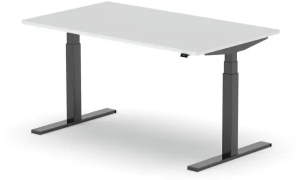 Elektrisch hvst. Schreibtisch, HxBxT 640-1300x1400x800mm, Platte weiß