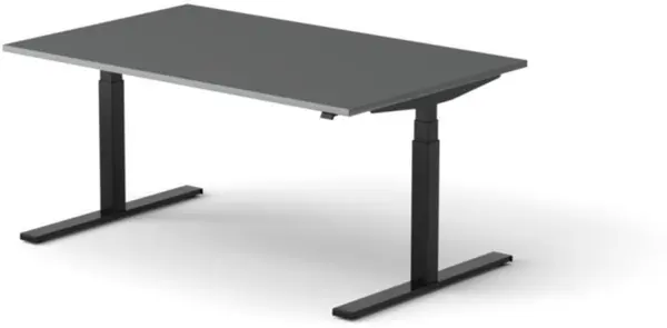 Elektrisch hvst. Schreibtisch, HxBxT 640-1300x1600x1000mm, Platte dunkelgrau