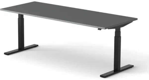 Elektrisch hvst. Schreibtisch, HxBxT 640-1300x2000x800mm, Platte dunkelgrau