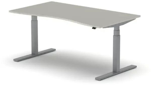 Elektrisch hvst. Schreibtisch, HxBxT 640-1300x1600x900/800mm, Platte lichtgrau