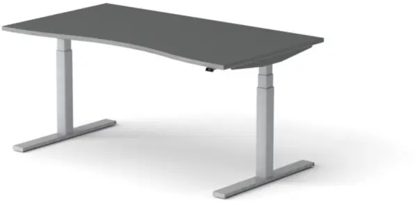 Elektrisch hvst. Schreibtisch, HxBxT 640-1300x1600x900/800mm, Platte dunkelgrau