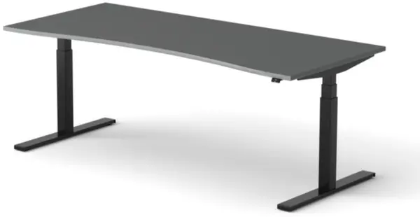 Elektrisch hvst. Schreibtisch, HxBxT 640-1300x2000x900/800mm, Platte dunkelgrau