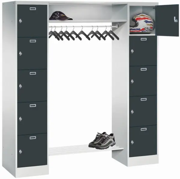 Personal-Garderobe,HxBxT 1950x 1700x500mm,2x5 Fächer,Abteil B 400mm