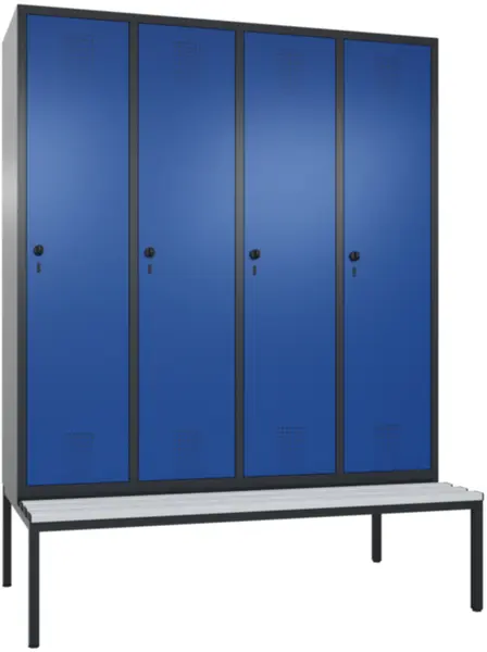 armoire vestiaire avec banc, HxlxP 2090x1590x500mm,corps RAL7021,façade RAL5010