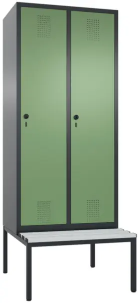 armoire vestiaire avec banc, HxlxP 2090x810x500mm,corps RAL7021,façade RAL6011