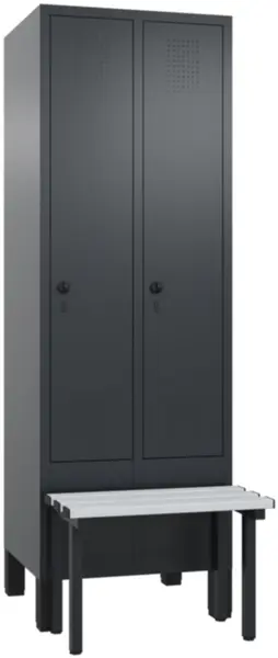 armoire vestiaire avec banc, HxlxP 1850x610x500mm,corps RAL7021,façade RAL7021