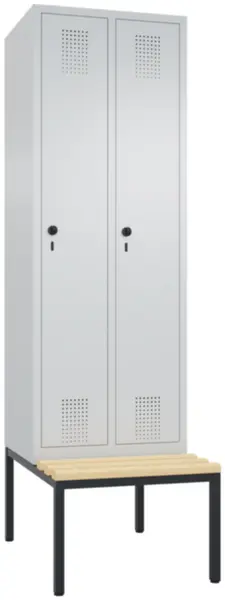 armoire vestiaire avec banc, HxlxP 2090x610x500mm,corps RAL7035,façade RAL7035