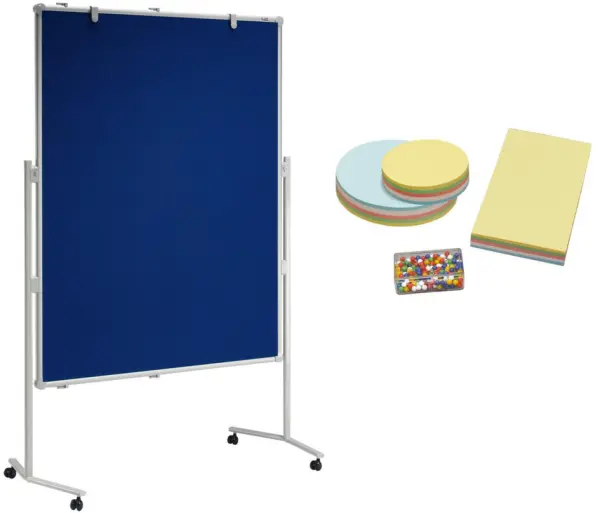 Moderationstafel,H 1950mm, Tafel HxB 1500x1200mm,pinnbar, Tafel Textil,blau