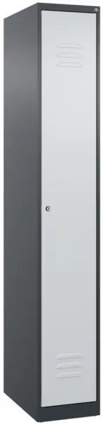 Schwarz-Weiß-Spind,HxBxT 1850x 300x500mm,1 Abt.,Abt. B 300mm, Mitteltrennwand,Zyl.-Schl.
