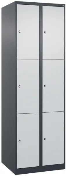 Schließfachschrank,HxBxT 1850x 600x500mm,2x3 Fächer,Zyl.- Schl.,bodenstehend