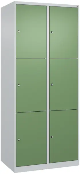 Schließfachschrank,HxBxT 1850x 800x500mm,2x3 Fächer,Zyl.- Schl.,bodenstehend