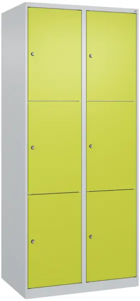 Schließfachschrank,HxBxT 1850x 800x500mm,2x3 Fächer,Zyl.- Schl.,bodenstehend