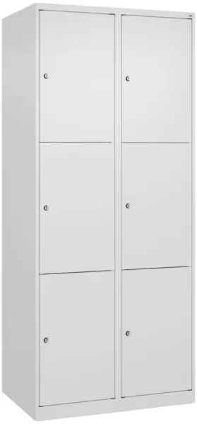 Schließfachschrank,HxBxT 1850x 800x500mm,2x3 Fächer,Zyl.- Schl.,bodenstehend