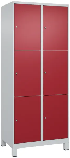 Schließfachschrank,HxBxT 1950x 800x500mm,2x3 Fächer,Zyl.- Schl.,Füße,Korpus RAL7035