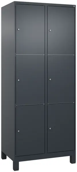 Schließfachschrank,HxBxT 1950x 800x500mm,2x3 Fächer,Zyl.- Schl.,Füße,Korpus RAL7016