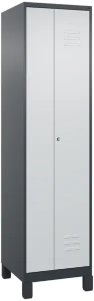 Schwarz-Weiß-Spind,HxBxT 1950x 500x500mm,2 Abt.,Abt. B 200/300mm,Zyl.-Schl.