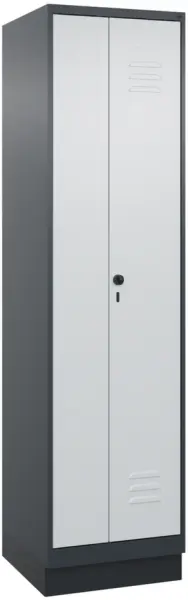Schwarz-Weiß-Spind,HxBxT 1950x 500x500mm,2 Abt.,Abt. B 200/300mm,Drehriegelschloss