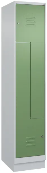Z-Garderobenschrank,HxBxT 1950x400x500mm,2 Abt.,Abt. B 200/400mm,Zyl.-Schl.,Sockel